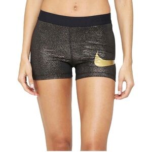Nike Women's Black and Gold Shorts drifit